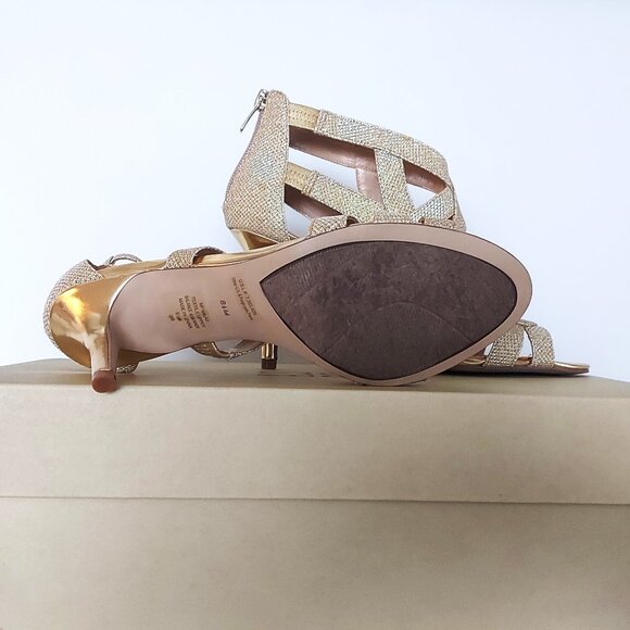 Marc Fisher Nala 3 Gold Strappy Heels - Size 8.5 - Picture 4 of 8